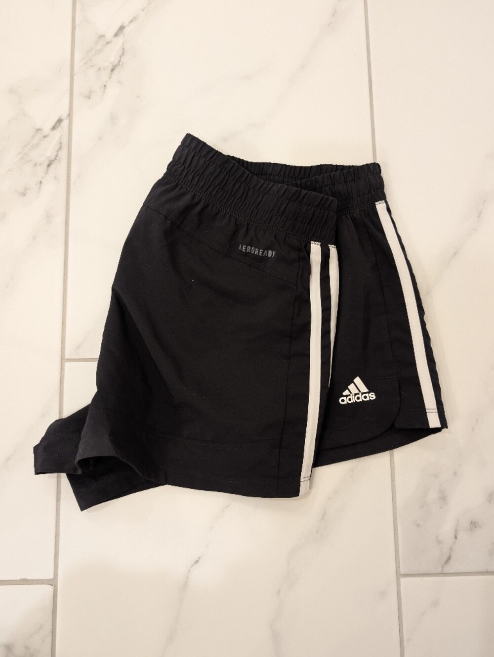 Adidas Women's Black Athletic Shorts with White Stripes